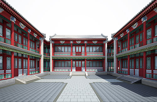 巩义北京四合院设计古建筑鸟瞰图展示